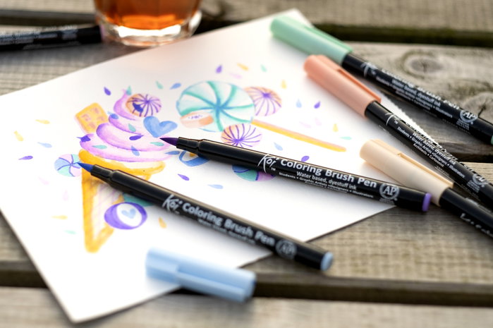 Sakura Koi Coloring Brush Pen Set Sweets de 6 colores Sakura Koi Coloring Brush Pen Set Sweets de 6 colores